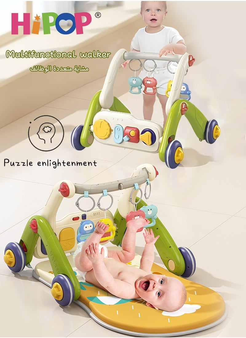 HIPOP - 2 In 1 Baby Gym Play Mats,Baby Toys Kick and Play Piano Gym Activity Center For Infants,Baby Walker Fitness Rack - Image 1