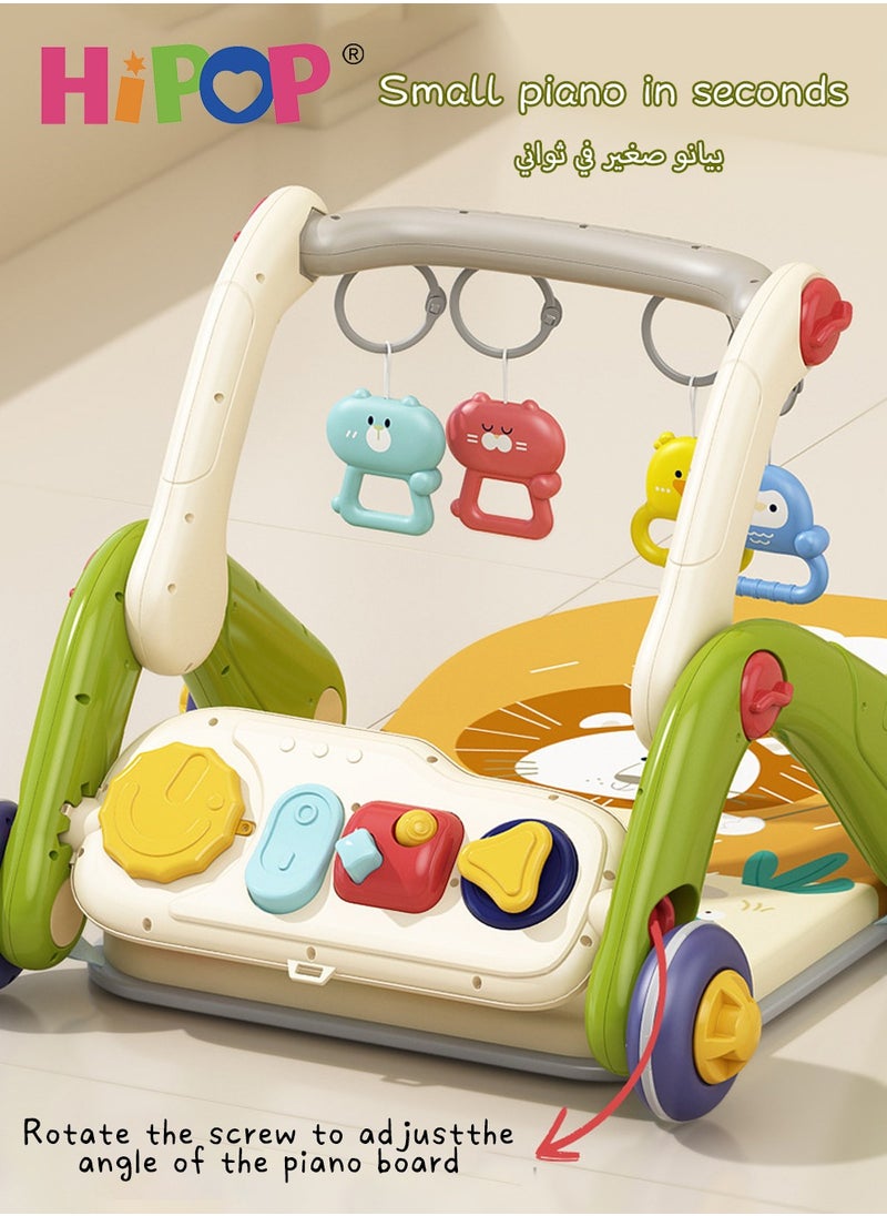 HIPOP - 2 In 1 Baby Gym Play Mats,Baby Toys Kick and Play Piano Gym Activity Center For Infants,Baby Walker Fitness Rack - Image 1
