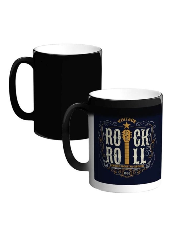 RYN Vintage Rock And Roll Printed Magic Coffee Mug White/Blue/Yellow 12ounce