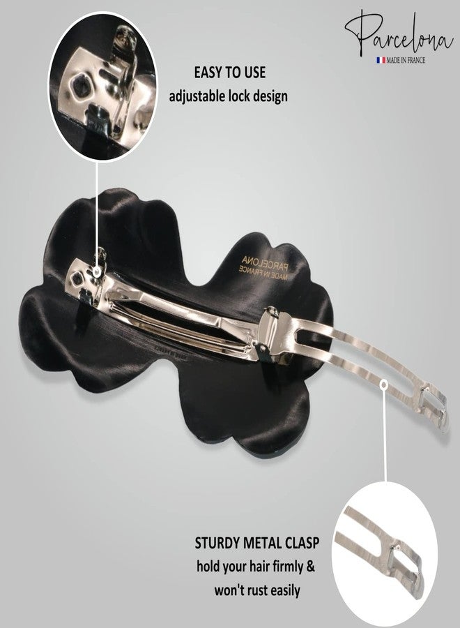 Parcelona French Large Petal Black Celluloid French Barrette Hair Clips Women Hair Accessories, Made in France - Image 4