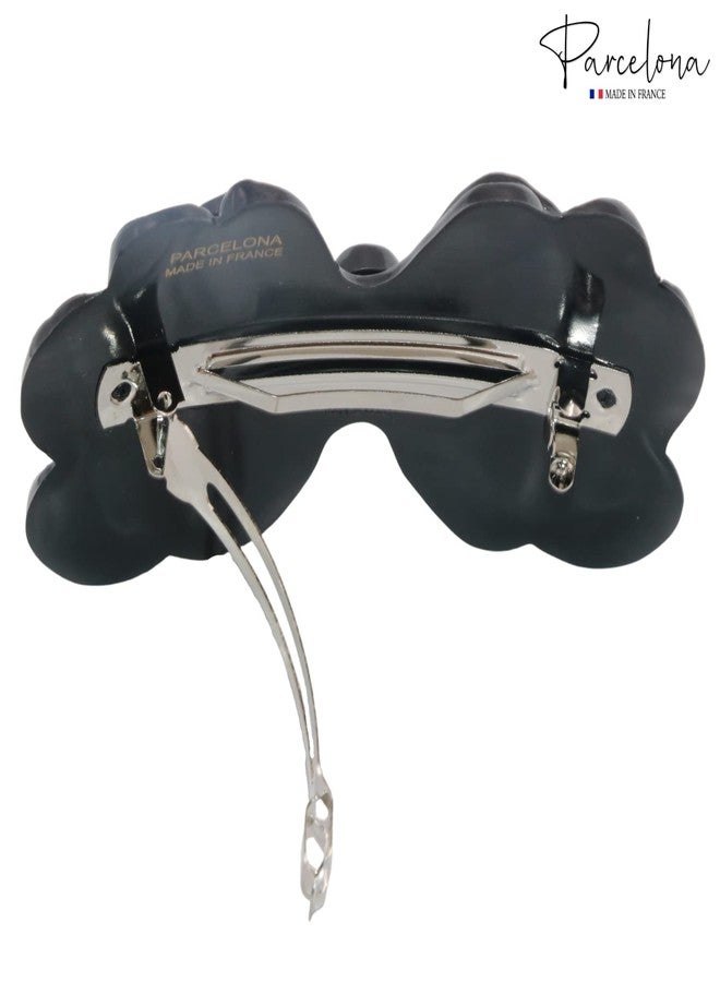 Parcelona French Large Petal Black Celluloid French Barrette Hair Clips Women Hair Accessories, Made in France - Image 5