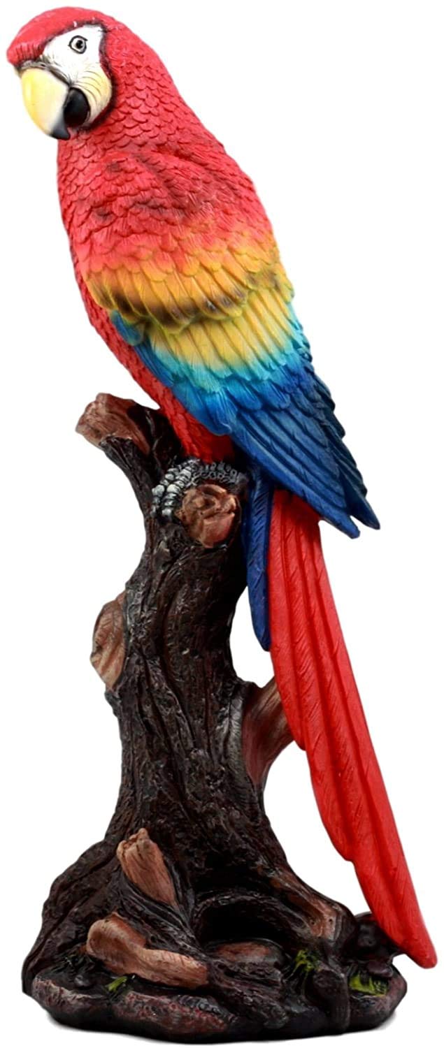Ebros Gift Ebros Gift Beautiful Tropical Rainforest Paradise Bird Red Scarlet Macaw Parrot Perching On Tree Branch Decorative Figurine Parrots Birds Vibrant Colors Accent Forest Nature Sculpture Decors