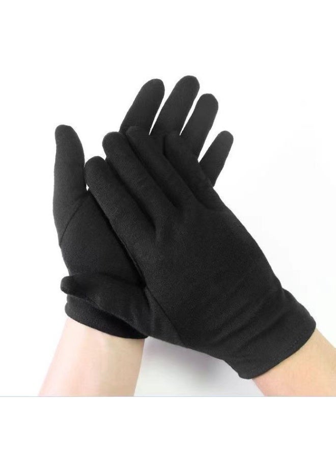 NIBEMINENT 20 قطعة قفازات قطنية للإكزيما واليدين الجافتين، 10 أزواج من بطانات العمل المرطبة بفوائد السبا، تناسب مرنة للبشرة الحساسة (أسود، مقاس واحد) - Image 1