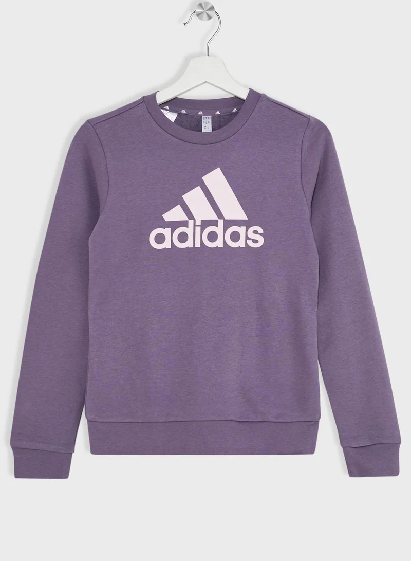 adidas سويت شيرت قطني أساسي بشعار ماركة كبير