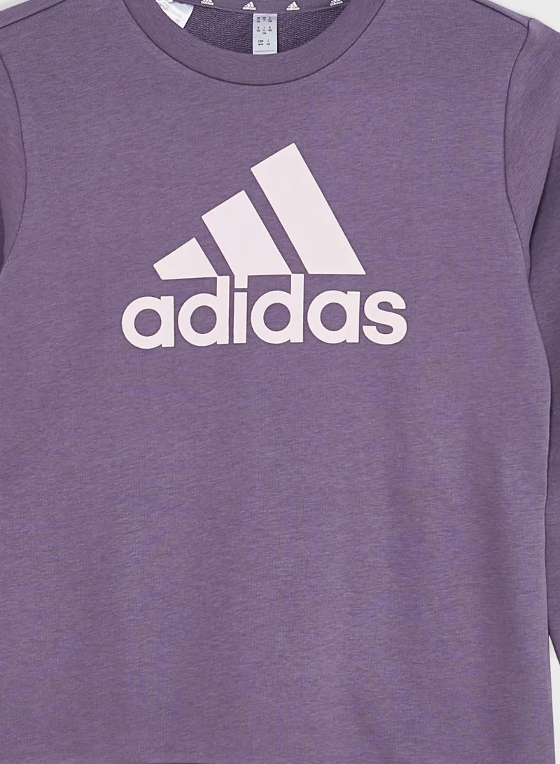 adidas سويت شيرت قطني أساسي بشعار ماركة كبير