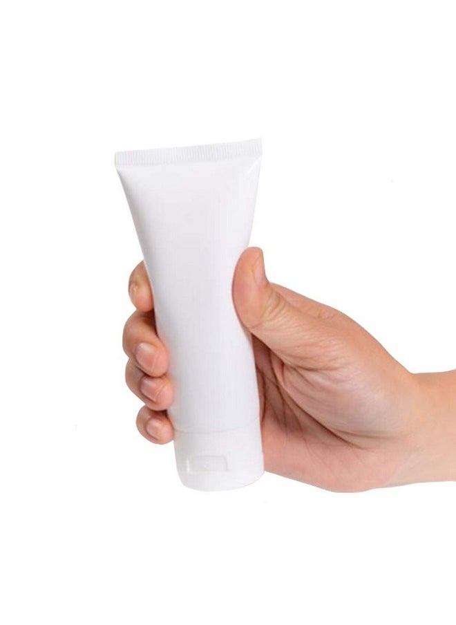 Happyupcity 12 Pcs 100Ml 3.4Oz White Plastic Soft Squeeze Hose Bottle Cosmetic Facial Care Tolietry Packing Vial Container With Flip Cap Cream Lotion Sample Dispense Tube For Travel Home Use  - Image 2