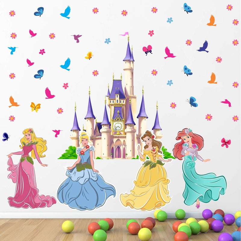 StickMe 'Princess - Castle - Birds - Butterfly - Baby - Kids - Learning - Education - Nursery - Pre School - Kinder Garden - Wall Sticker' -SM862 (Multi Colour, Vinyl - 100cm X 75 cm)-self adhesive - Image 5