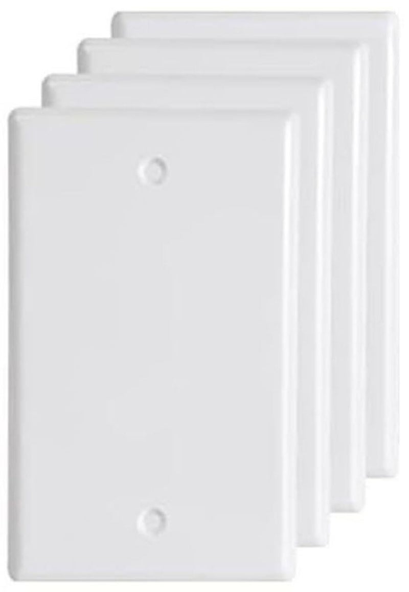 ZEFTV Blank Wall Plates 1-Gang Blank Switch Outlet Electrical Cover Plate Unbreakable Thermoplastic Faceplate For Light Receptacle Outlet Switch  White (4 Pack) - Image 1