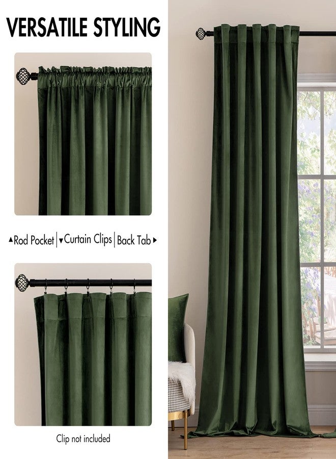 MIULEE Velvet Curtains 105 inches - Luxury Blackout Curtains for Bedroom Living Room Thermal Insulated Super Soft Window Drapes Rod Pocket & Back Tab, Olive Green, W52 x L105 inches, 2 Panels - Image 2