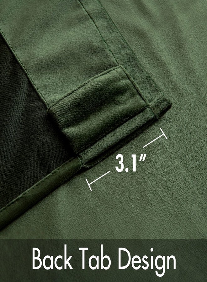 MIULEE Velvet Curtains 105 inches - Luxury Blackout Curtains for Bedroom Living Room Thermal Insulated Super Soft Window Drapes Rod Pocket & Back Tab, Olive Green, W52 x L105 inches, 2 Panels - Image 3