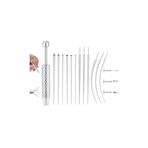 GEMQUEEN Piercing Taper Ball Grabber Changing Tool Set - Flat Back Earrings Applicator Tool 14G 16G 18G Stainless Steel Push in Threadless Thread Assistant Tool Body Piercing Kit for Ear Nose Lip - Image 1