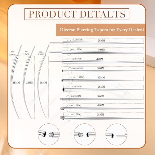 GEMQUEEN Piercing Taper Ball Grabber Changing Tool Set - Flat Back Earrings Applicator Tool 14G 16G 18G Stainless Steel Push in Threadless Thread Assistant Tool Body Piercing Kit for Ear Nose Lip - Image 2
