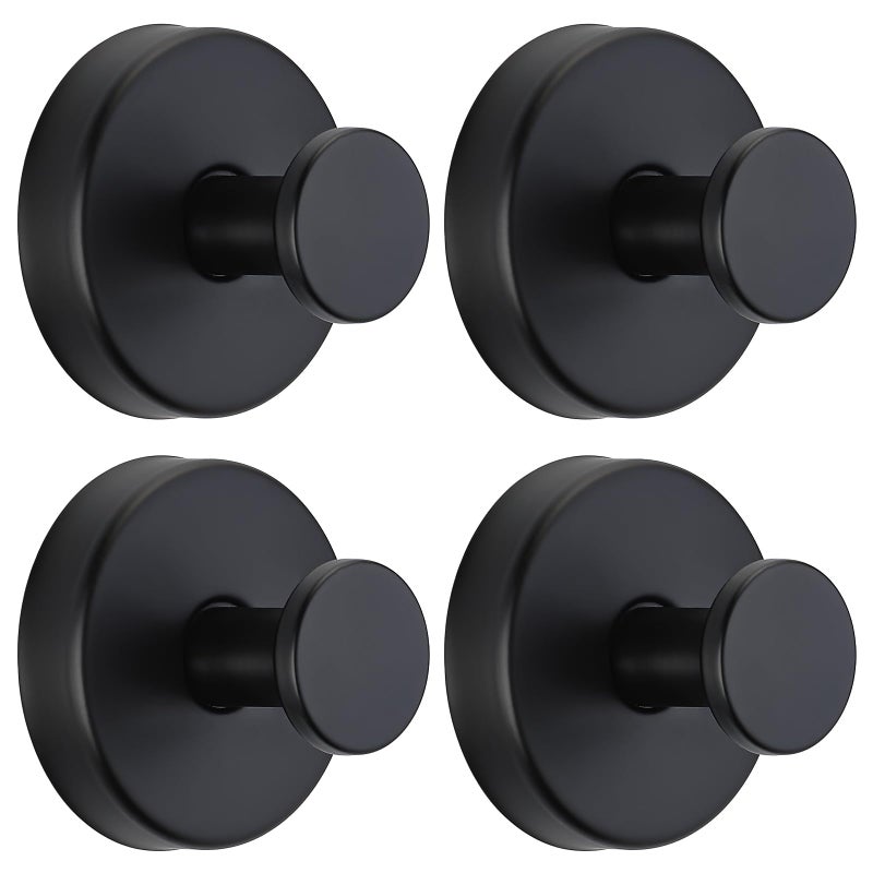 Fenas Suction Cup Hooks for Shower No-Drill Bathroom Hooks for Towels, Robes, Loofah Mountable on Bathroom Walls, Kitchen, Glass, Mirrors, Tile and Smooth,Non-Porous Surfaces (4, Matte Black) - Image 1