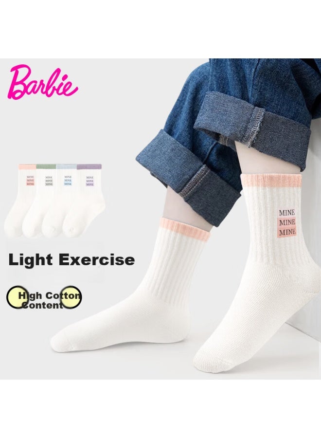 Barbie Children's White Cotton Socks Girls Student Spring Autumn Short Socks Baby Girls Trendy Class A Seamless Winter Socks