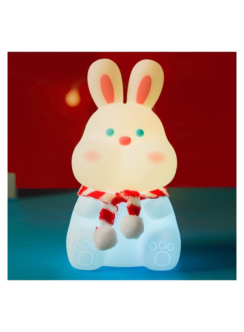 SYOSI Night Light for Kids, Cute Cute Bunny Silicone Lamp, Kawaii Animals Bedside Light Up for Woman and Girls, LED Decor Rabbit Nightlight for Toddler Bedroom and Kid Room, Holiday Gifts - Image 1