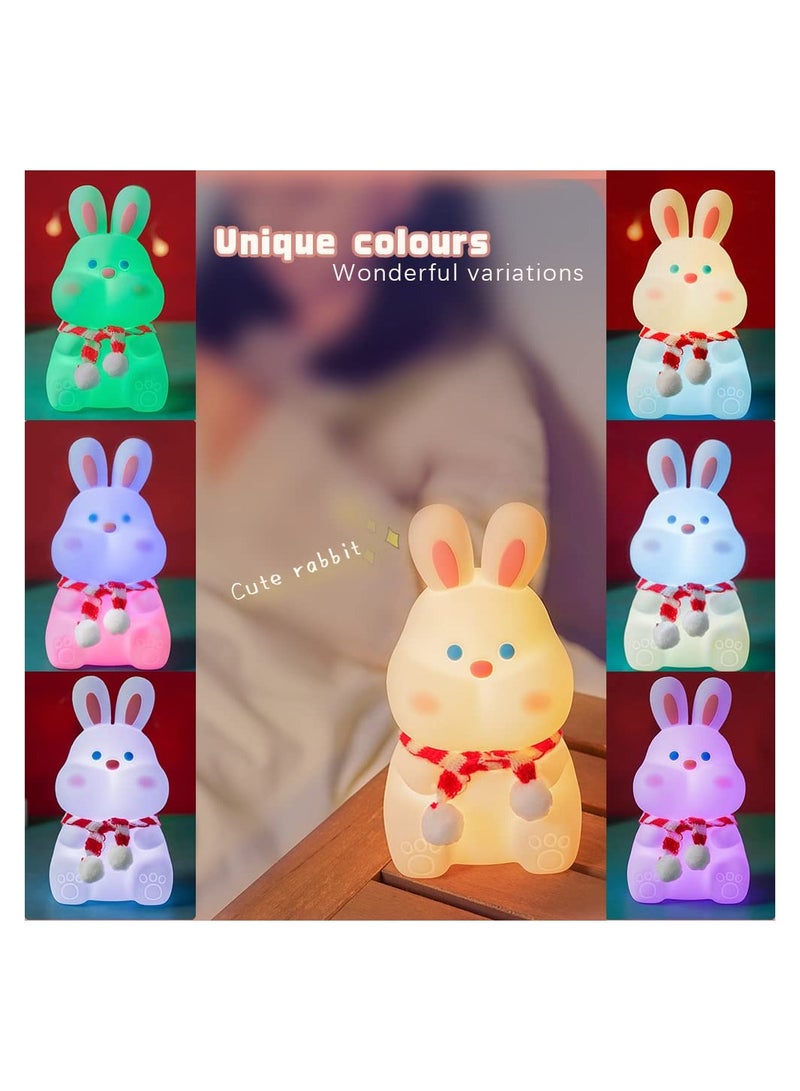 SYOSI Night Light for Kids, Cute Cute Bunny Silicone Lamp, Kawaii Animals Bedside Light Up for Woman and Girls, LED Decor Rabbit Nightlight for Toddler Bedroom and Kid Room, Holiday Gifts - Image 2