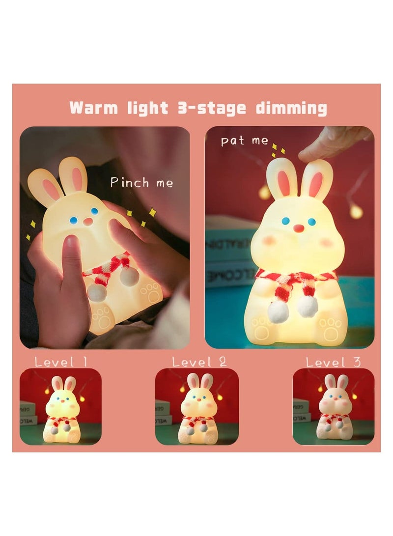 SYOSI Night Light for Kids, Cute Cute Bunny Silicone Lamp, Kawaii Animals Bedside Light Up for Woman and Girls, LED Decor Rabbit Nightlight for Toddler Bedroom and Kid Room, Holiday Gifts - Image 3