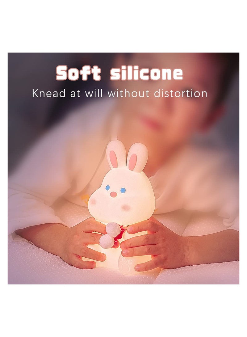 SYOSI Night Light for Kids, Cute Cute Bunny Silicone Lamp, Kawaii Animals Bedside Light Up for Woman and Girls, LED Decor Rabbit Nightlight for Toddler Bedroom and Kid Room, Holiday Gifts - Image 5