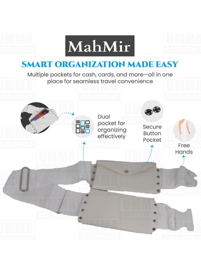 ماهمير حزام إحرام فاخر للرجال من ماهمير - مريح، قابل للتعديل، حزام أبيض للحج والعمرة، غير مخيط، مقاوم للماء، يتبع السنة، مثالي للإحرام - Image 3