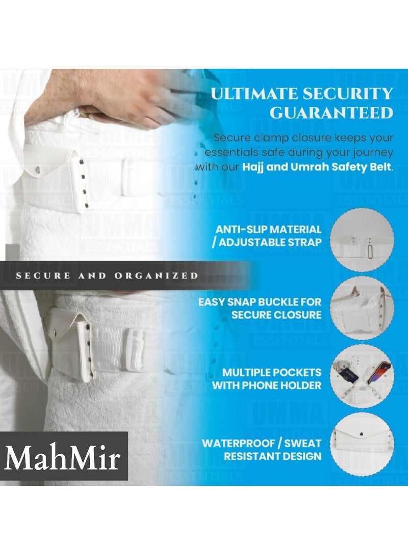 ماهمير حزام إحرام فاخر للرجال من ماهمير - مريح، قابل للتعديل، حزام أبيض للحج والعمرة، غير مخيط، مقاوم للماء، يتبع السنة، مثالي للإحرام - Image 5