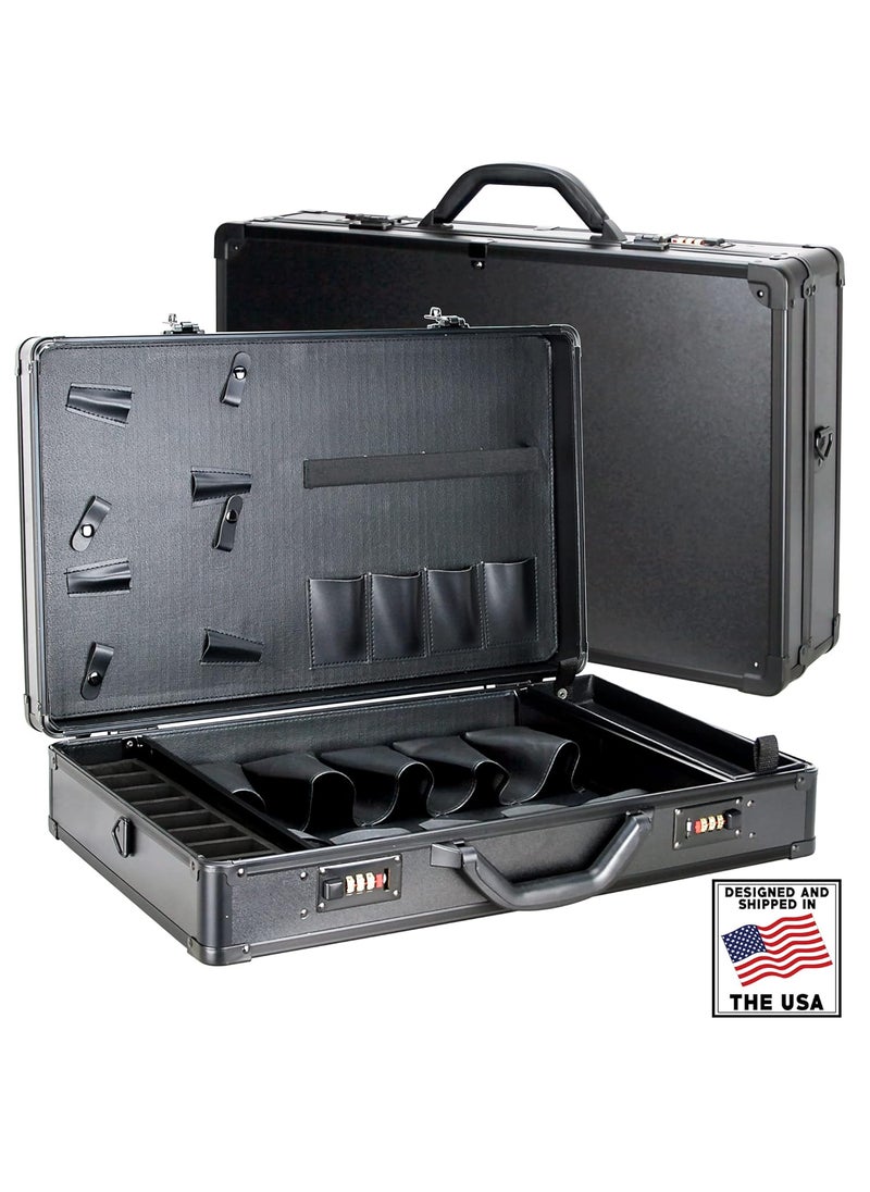 Ver Beauty VER Beauty Professional Barber Case, Portable Travel Stylist Tool Box (Black Matte) NumLock System, Barber Tool Organizer for Clippers Trimmers Shears Scissors Comb Blade Styling Tools Display Storage 