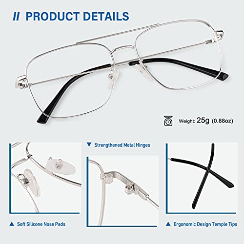 GQUEEN Fake Glasses Women Men Clear Lens Metal Frame UV400 Protection Fashion Retro Pilot Style Eyeglasses - Image 3