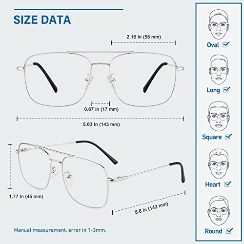 GQUEEN Fake Glasses Women Men Clear Lens Metal Frame UV400 Protection Fashion Retro Pilot Style Eyeglasses - Image 5