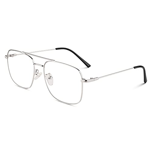 GQUEEN Fake Glasses Women Men Clear Lens Metal Frame UV400 Protection Fashion Retro Pilot Style Eyeglasses - Image 1