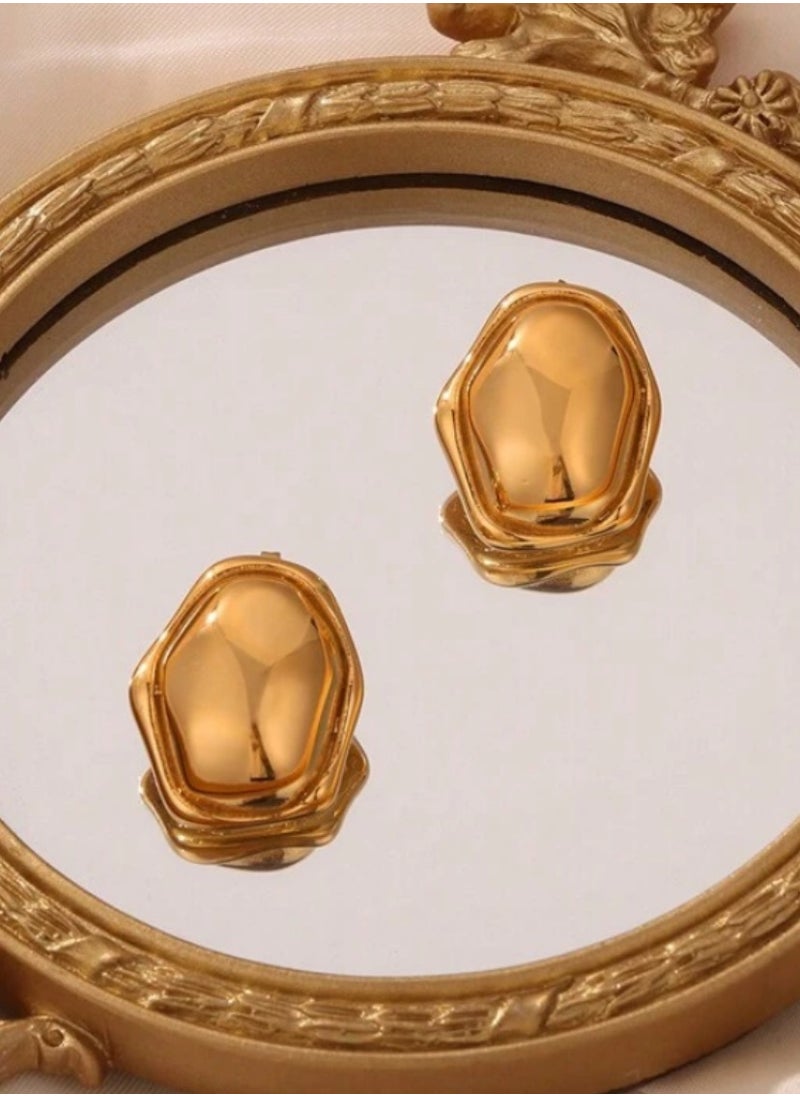 Dangle Charms Elegant Stainless Steel Gold Plated Earrings For Women  - Image 2