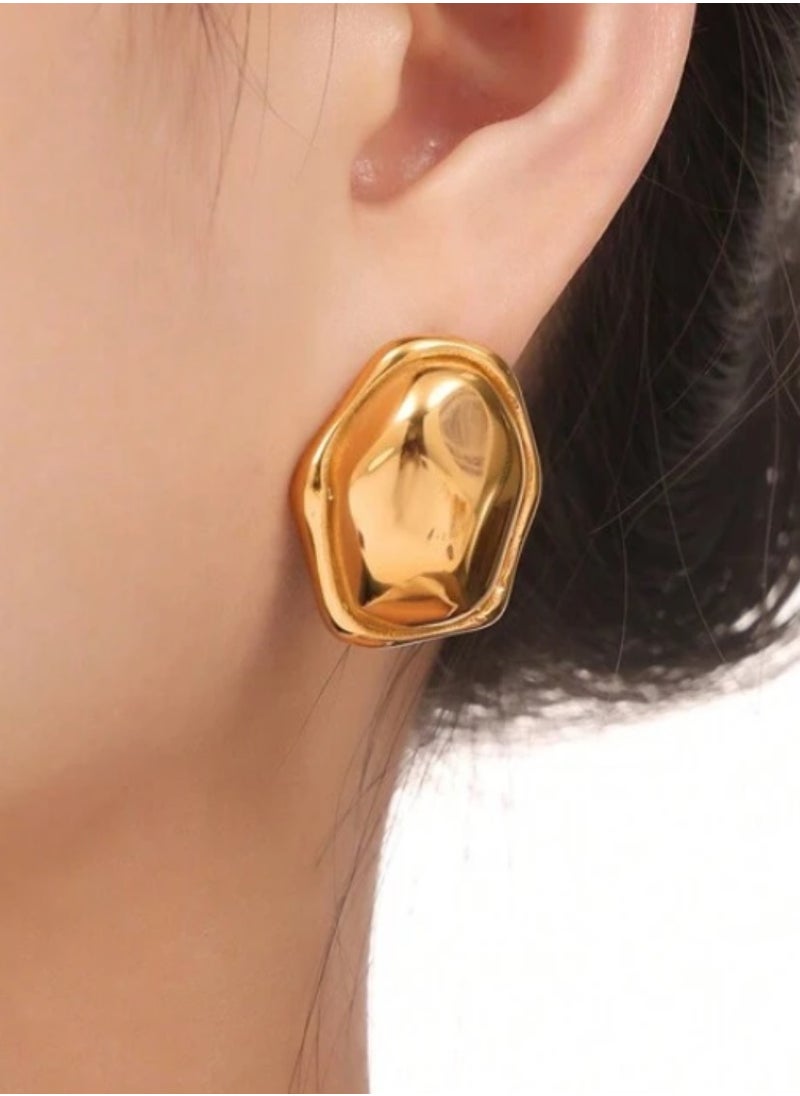 Dangle Charms Elegant Stainless Steel Gold Plated Earrings For Women  - Image 1