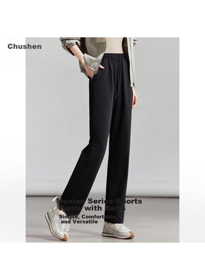 First Application Chushen Chunqiu Women's Elastic Waist Slim-fit Straight-leg Sports Pants, Korean Style Student Sweatpants, Casual Pants S137r1257 - Image 1