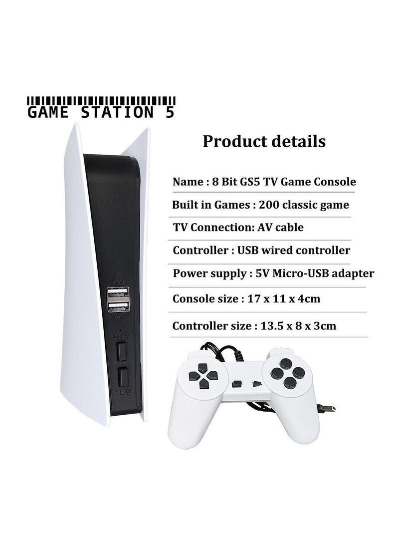 Game Station 5 USB Wired Video Game Console With 300 Classic Games 8 Bit GS5 TV Console Retro Handheld Game Player AV Output.