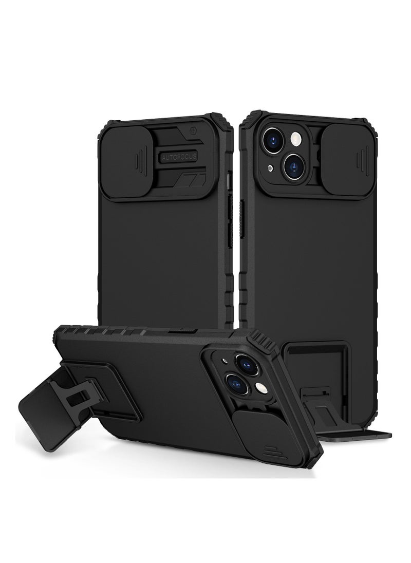 Generic - Apple iPhone 15 Black Mobile Phone Case Cover, Innovative Telescopic Bracket, Sliding Protection Camera Window, Bumper Shockproof Phone Back Cover - Image 1