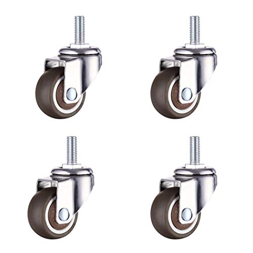 Norgail 1 Inch Small Tiny Shopping Cart Wheel Replacement Swivel Caster Wheels Soft Rubber TPE M6x 15mm Mini Threaded Stem Caster Wheel, 33lb/15kg Load Capacity, Set of 4 - Image 1