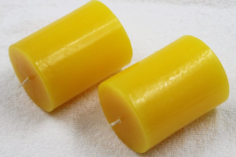 atorakushon® Paraffin Wax Smokeless Scented 2.5"X3" Yellow Tall Pillar Candles for Decoretion Pack of 2 - Image 3