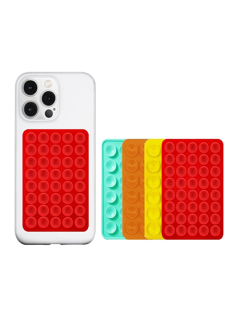 Generic 4 Pcs Silicone Suction Cup Phone Case Holder, Smartphone Silicone Adhesive Phone Accessories, Hands-Free Mirror Shower Selfie Phone Holder, (Red Orange Yellow Green)  - Image 1