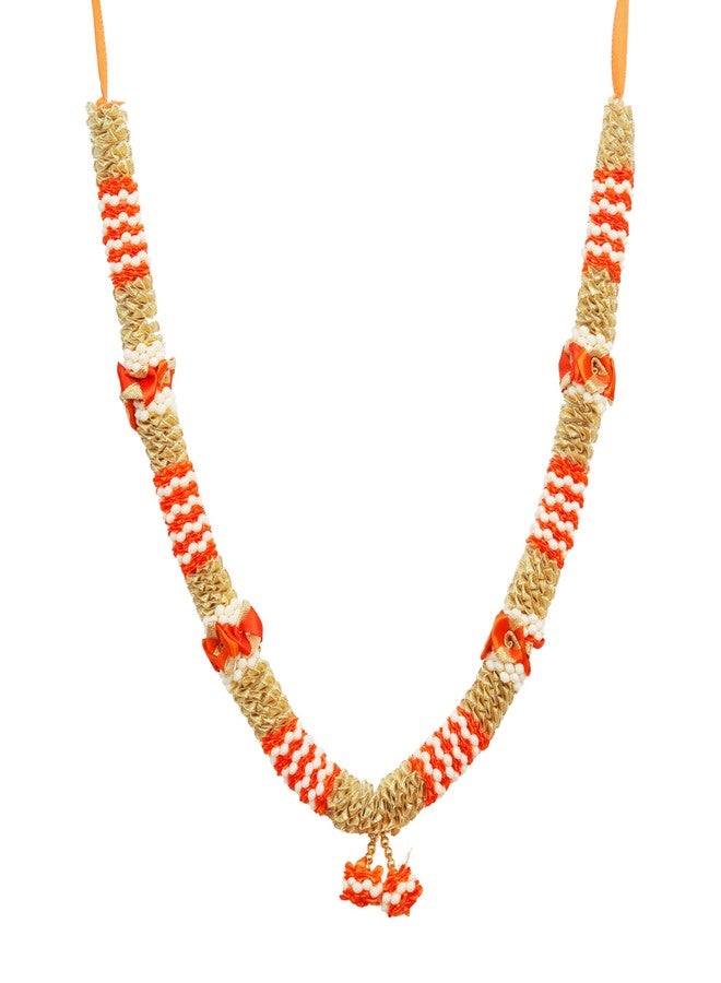 Aditri Creation Artificial Flowers Ribbon Garland Haar Mala for Idol-Mala for God, Pooja Sringar Articles Ornament for Multipurpose Puja Indian Traditional Cultural Decoration Housewarming (Size:-12")(Orange) - Image 2
