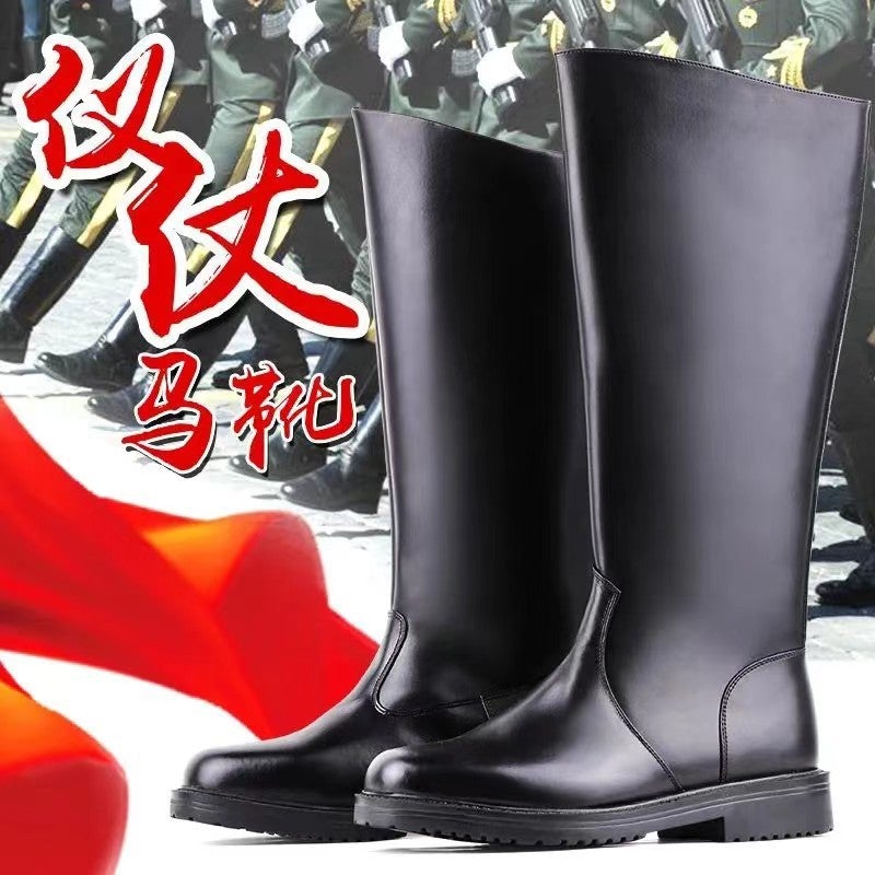 High-Top Riding Boots, Flag Honor Guard Leather Boots, Knight Boots, Long Riding Boots, Horse Riding Boots, Stage Performance Boots For Men And Women, Catwalk Boots - Image 2