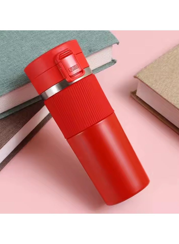 Bisbell كوب سفر القهوة، كوب قهوة معزول بتقنية الفراغ مع غطاء مانع للتسرب، للمشروبات الساخنة والباردة، رمادي، BB3539 - Image 1