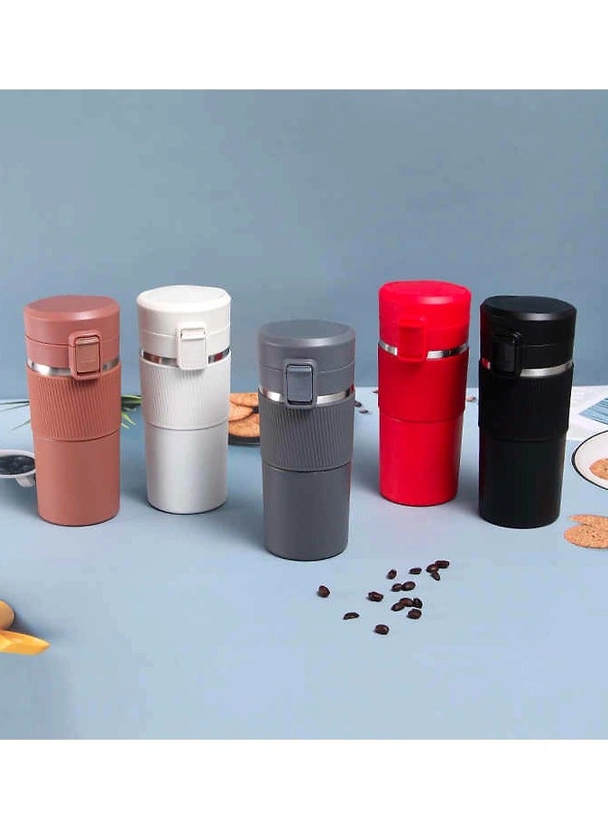 Bisbell كوب سفر القهوة، كوب قهوة معزول بتقنية الفراغ مع غطاء مانع للتسرب، للمشروبات الساخنة والباردة، رمادي، BB3539 - Image 2