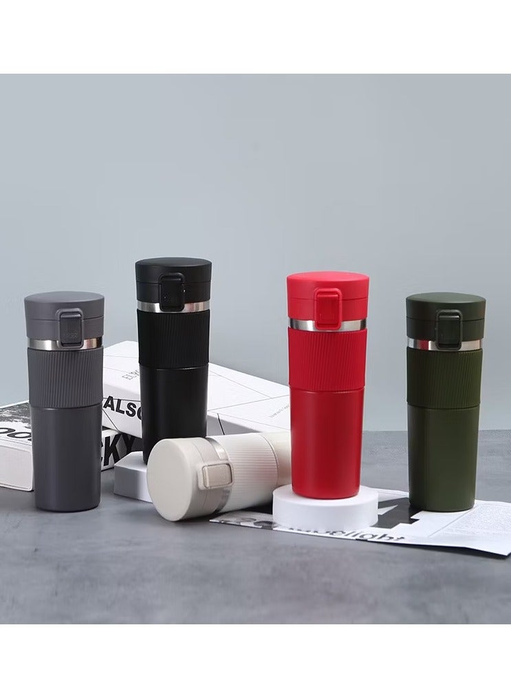 Bisbell كوب سفر القهوة، كوب قهوة معزول بتقنية الفراغ مع غطاء مانع للتسرب، للمشروبات الساخنة والباردة، رمادي، BB3539 - Image 3