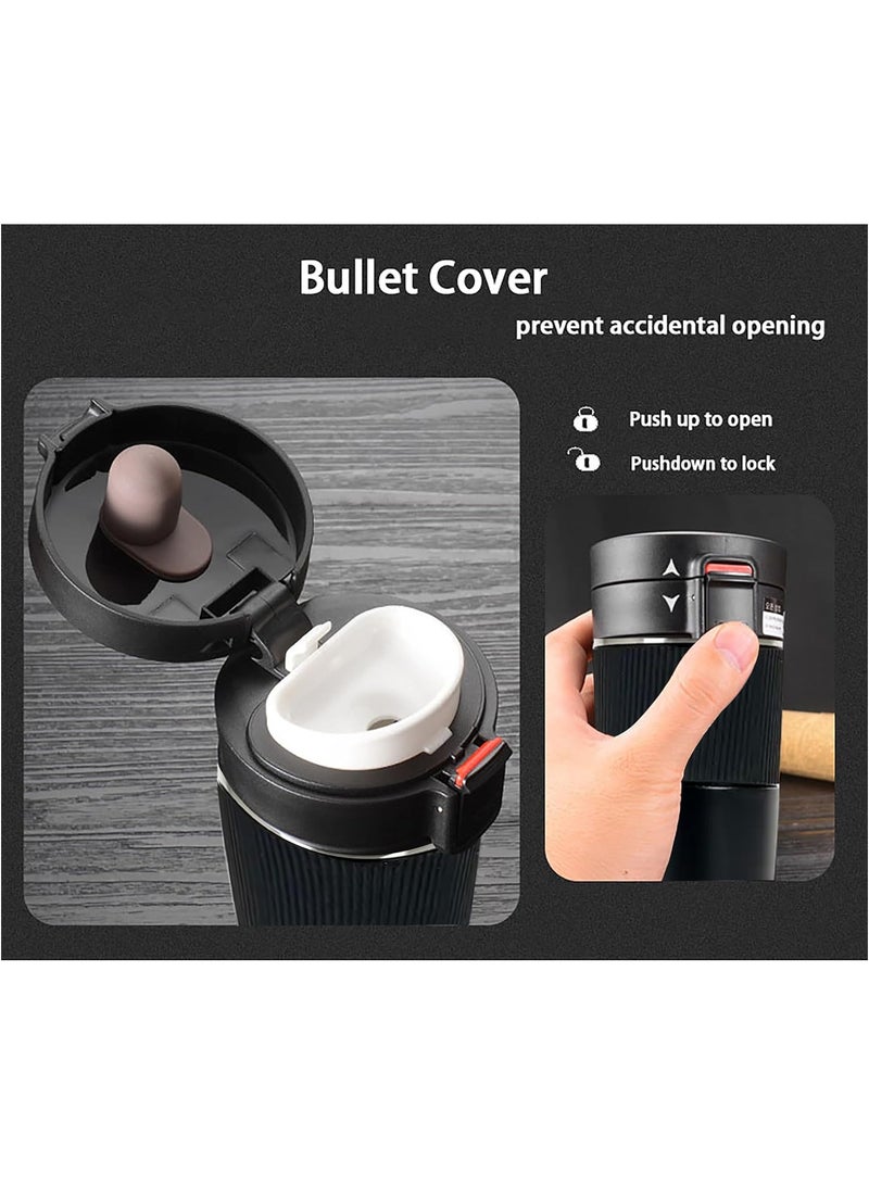 Bisbell كوب سفر القهوة، كوب قهوة معزول بتقنية الفراغ مع غطاء مانع للتسرب، للمشروبات الساخنة والباردة، رمادي، BB3539 - Image 4