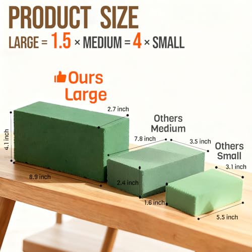 gorsent Pack of 6 Floral Foam Blocks 89x41x27 Dry and Wet Flower Foam for Fresh and Artificial Flowers Florist Styrofoam Flower Arrangements Supplies Decorations for Wedding Birthdays and Garden - Image 3