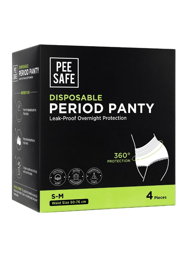 بيساف بي سيف سراويل نسائية لاستخدام مرة واحدة، مقاومة للتسرب، سراويل داخلية للدورة الشهرية لتدفق الدم الغزير، سهلة الارتداء توفر حماية 360 درجة، راحة طوال الليل، خالية من السموم ولا تسبب حساسية، 4 كلوتات - مقاس S-M - Image 1