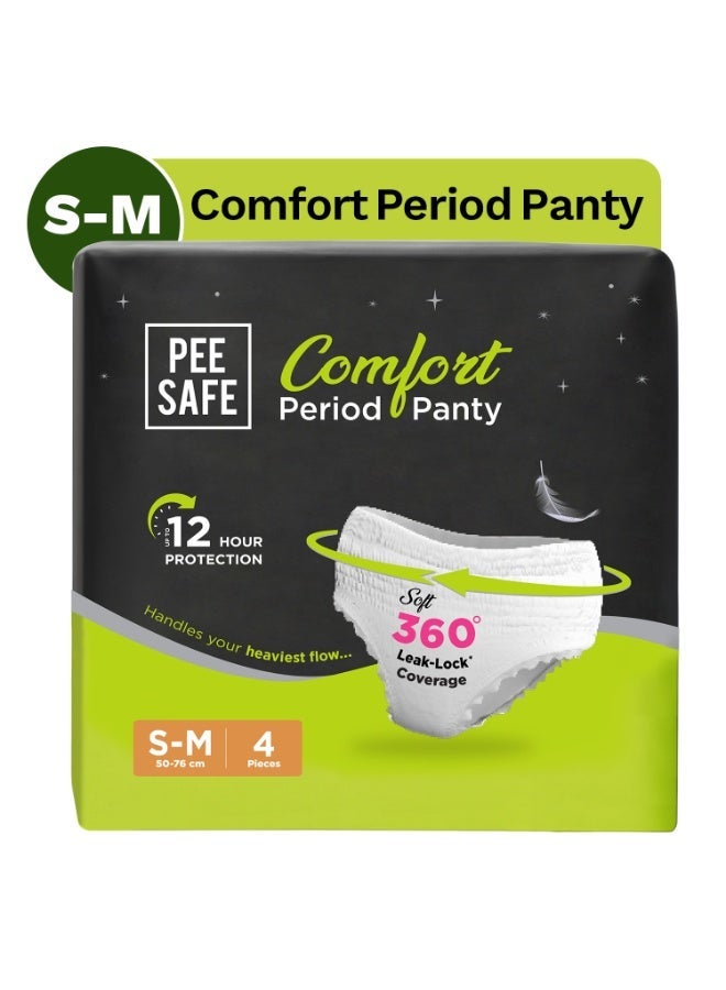 PeeSafe Disposable Period Panties for Women Leak Proof, Period Panty for heavy blood flow, 360° Protection, Overnight Comfort, Rash & Toxin Free, Seamless Fit, Small to Medium size - 4 Panties - Image 1