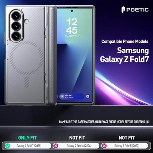 Poetic Revolution Flex Case for Galaxy Z Fold 7 Foldable KickstandHinge ProtectionMagSafe Compatible Full Body Galaxy Z Fold 7 Slim Cover with BuiltinScreen Protector Silver Grey - Image 3
