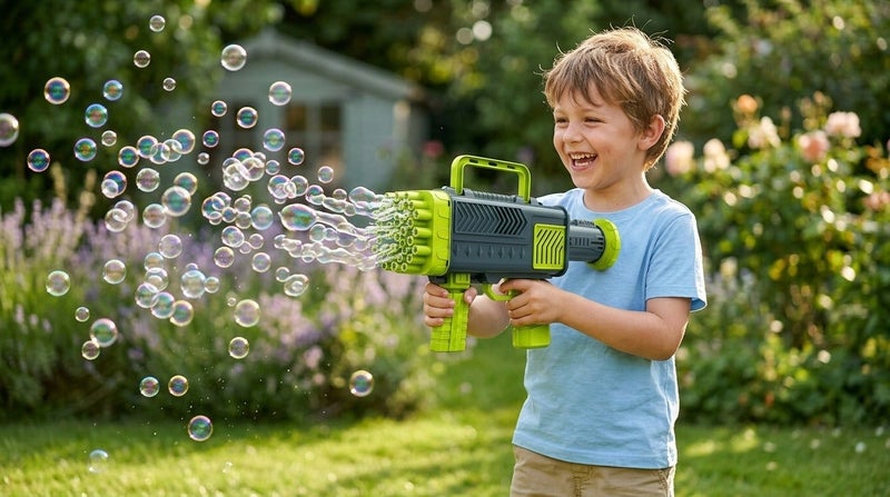 O2. 46 Hole Rocket Launcher Bubble Gun – Green | High Output Kids Bubble Blaster - Image 3