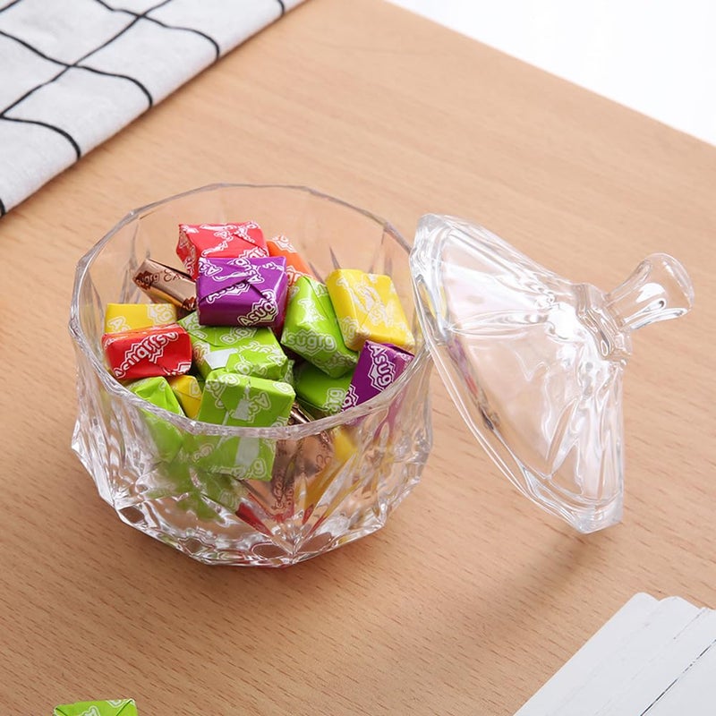 EWEIGEER 8oz Glass Candy Dish with Lid,Small Decorative Storage Jar for Candy,Cookies,Snacks Bath Salt,Sugar Bowl,Office,Bathroom,Dining Room Organizer (Clear) - Image 5