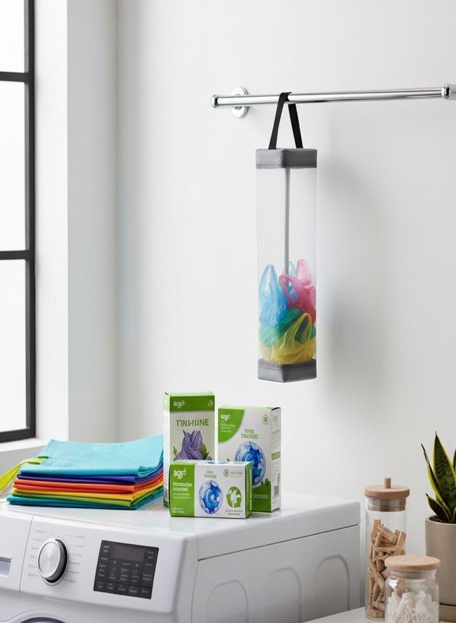Oblivion Polythene Holder – Multicolor Large Capacity Plastic Carry Bag Mesh Organizer for Kitchen, Durable Polyester Hanging Grocery Bag Holder, Storage with Widened Handle for Home & Cafe Use (2) - Image 4