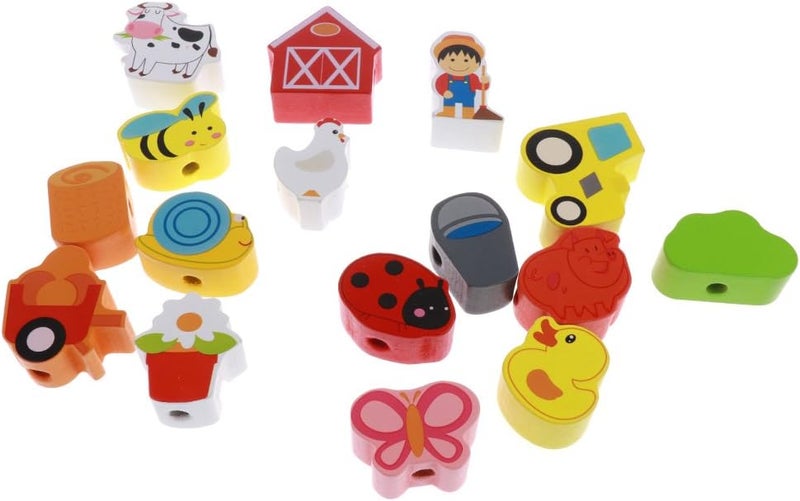 klarako 2 Pack Baby Children Wooden String Threading Beads Blocks Toy Puzzle Toy - Image 2